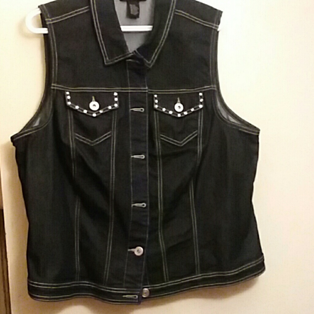 Denim rheinstone studded vest!